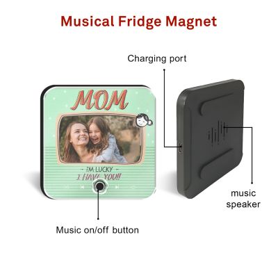 Personalized Mom Musical Fridge Magnet Custom Photo Song Rechargeable Audio Gift
